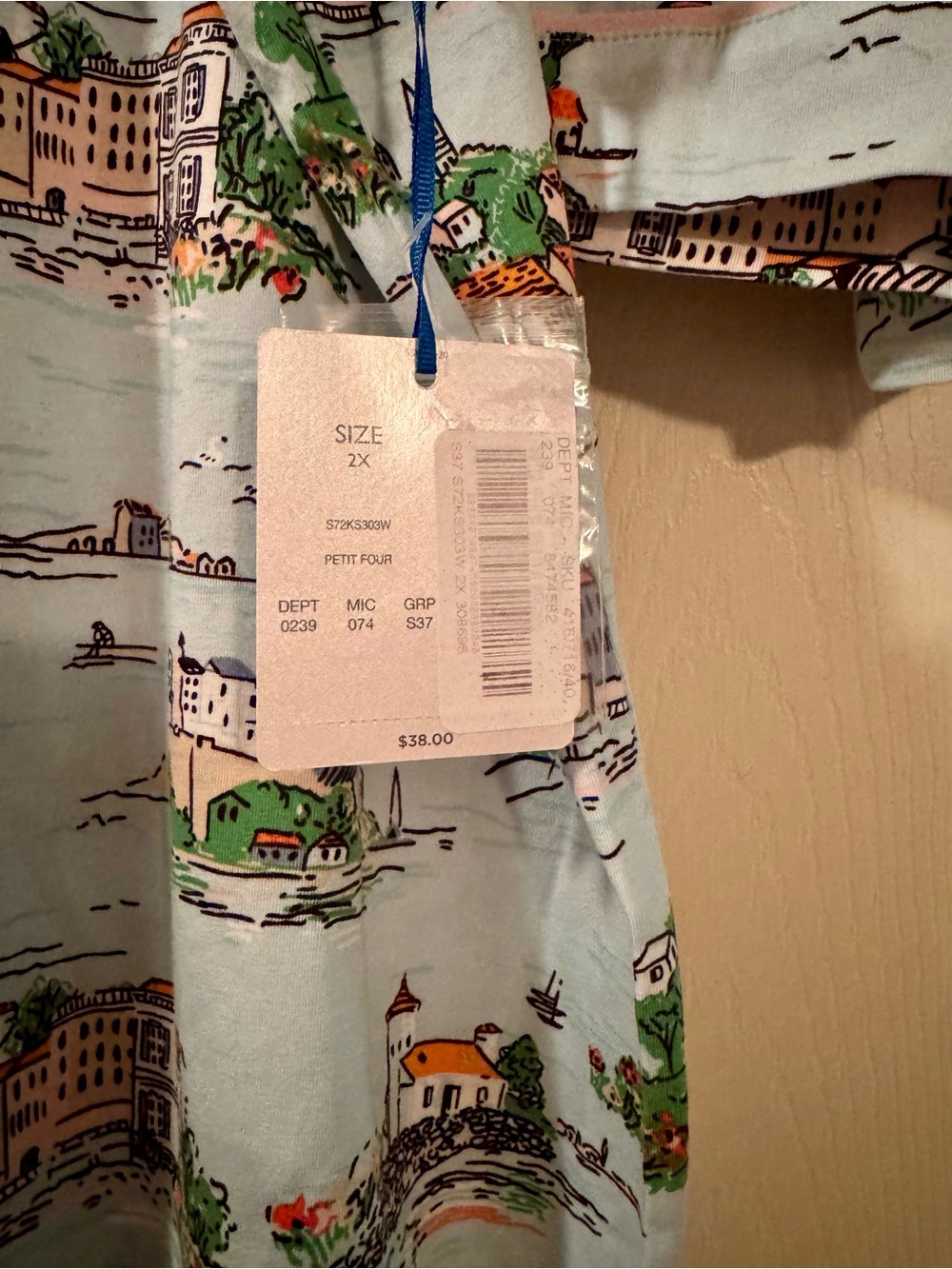Women's Light Blue Scenic Print Pajama Set by Sleep Sense NWT - Picture 3 of 5